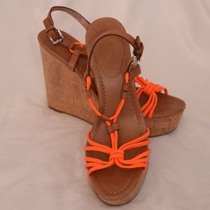 Coach Neon Orange Wedges - Size 9.5
